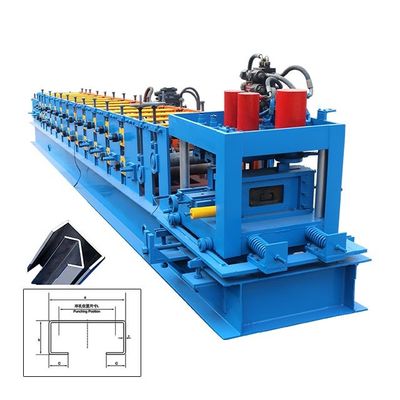 15T CZ Purlin Roll Forming Machine 90mm Roller Hydraulic Punching