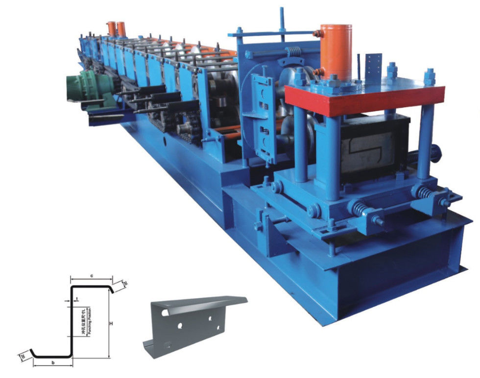 Blue Z Purlin Roll Forming Machine 10m/min For Color Steel
