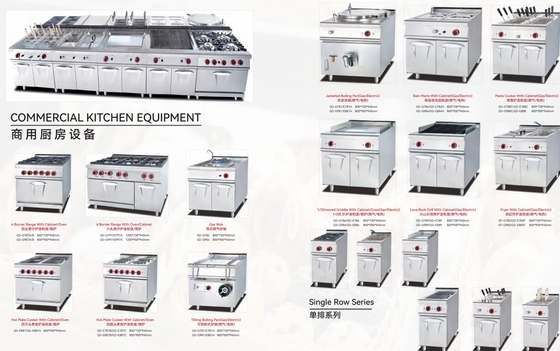 Commercial Kitchen Fryer 4burner Range With Cabinet Jacketed Boiling Pan With Cabinet